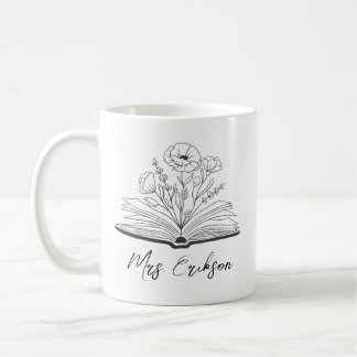 Floral Book Custom Teacher Appreciation Coffee Mug