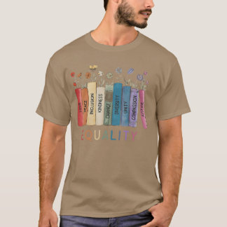 Floral Book Equality Human Rights Social Justice T-Shirt