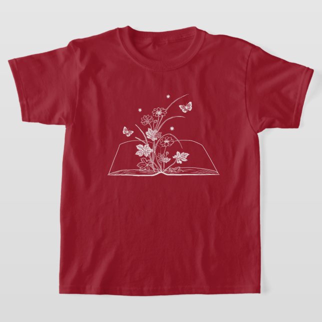 Floral Book Esthetic Flower T-Shirt (Laydown)