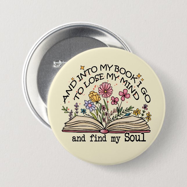 Floral Book Lover Button (Front & Back)