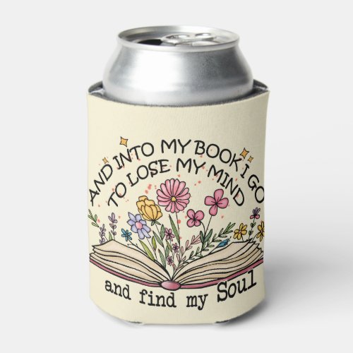 Floral Book Lover Can Cooler