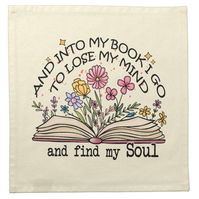 Floral Book Lover Cloth Napkin (Front)