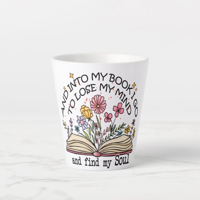 Floral Book Lover Latte Mug (Front)