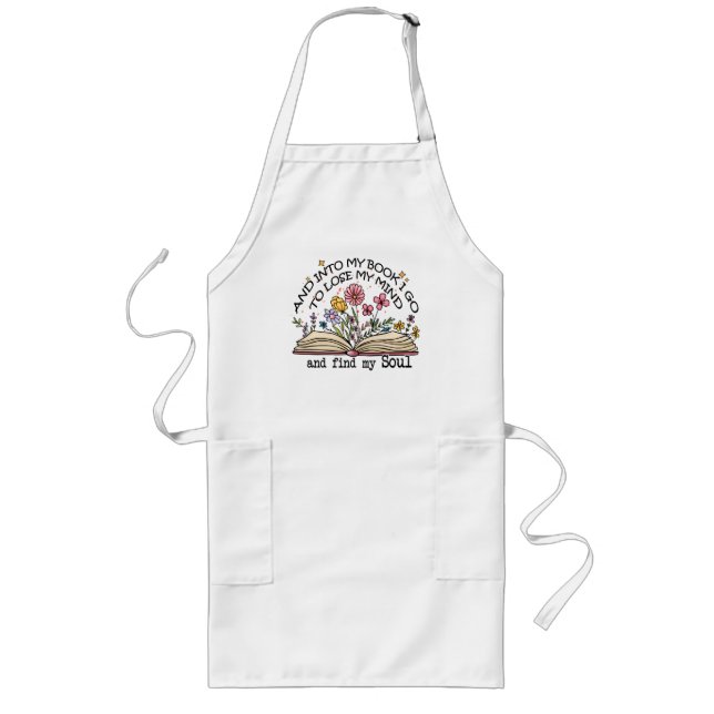 Floral Book Lover Long Apron (Front)