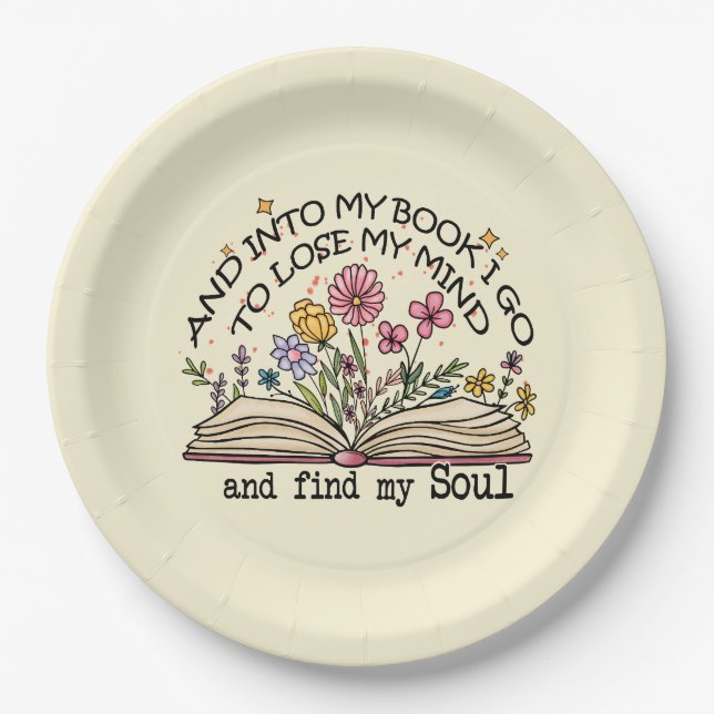 Floral Book Lover Paper Plates (Front)