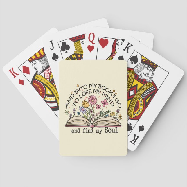 Floral Book Lover Poker Cards (Back)
