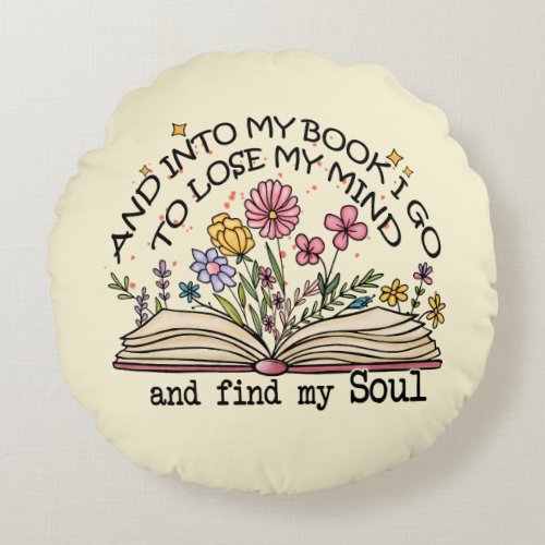 Floral Book Lover Round Pillow