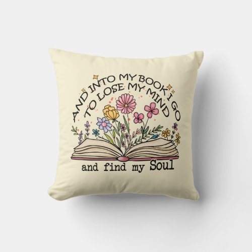 Floral Book Lover Throw Pillow