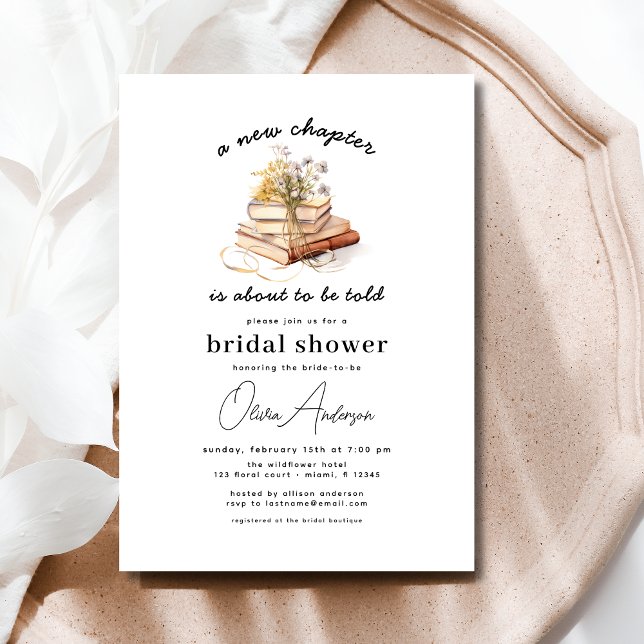 Floral Book New Chapter Begins Bridal Shower Invitation (Creator Uploaded)