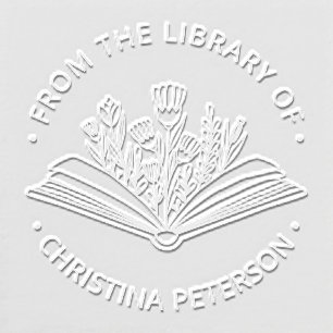 Floral Book Personal Library Stamp Custom Embosser