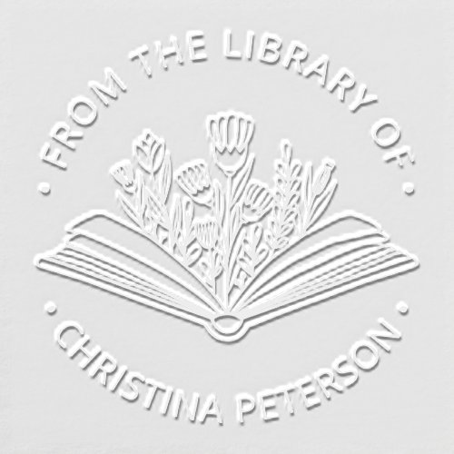 Floral Book Personal Library Stamp Custom Embosser