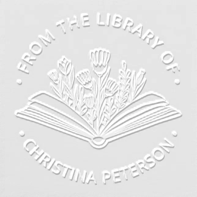 Floral Book Personal Library Stamp Custom Embosser Zazzle