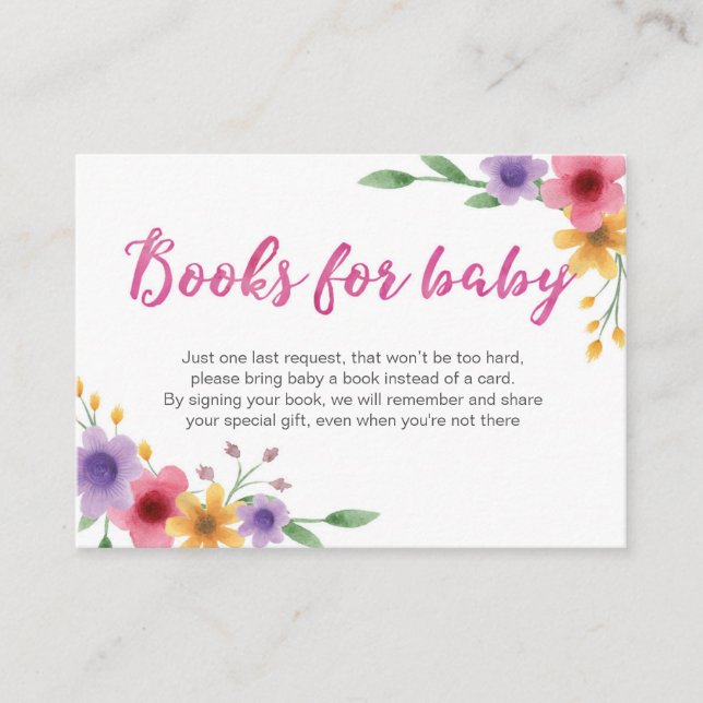Floral Book Request | Baby Shower Insert Card (Front)