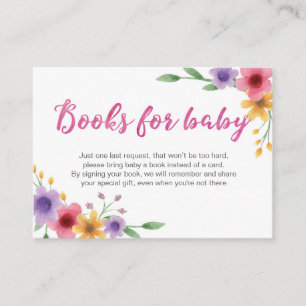 Floral Book Request Baby Shower Insert Card