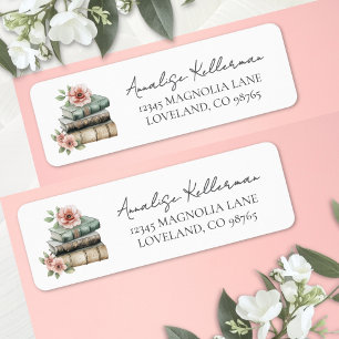 Floral Book Return Address Label
