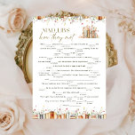 Floral Book Theme Mad Libs Bridal Shower Game Cards