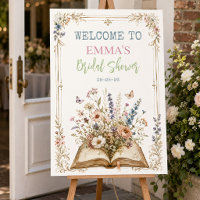 Floral Book Themed Welcome Sign