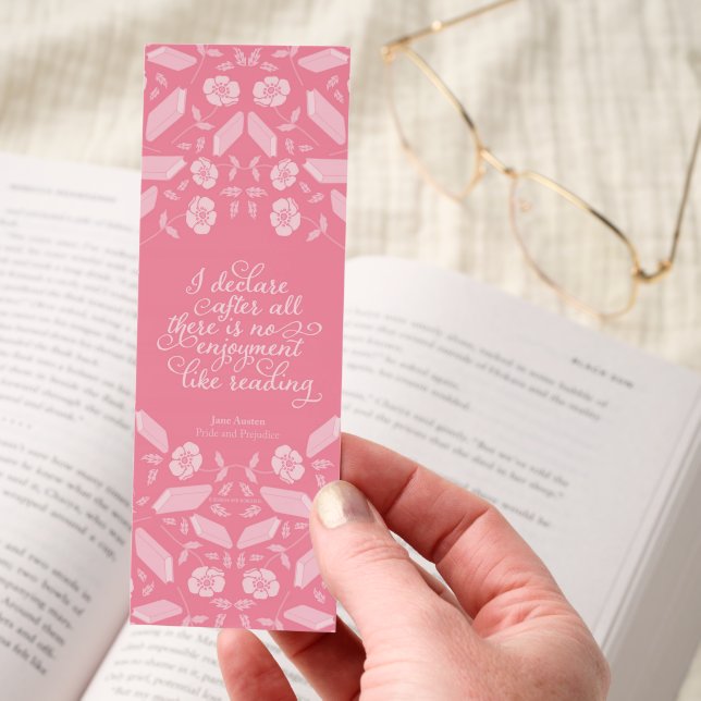 Floral Bookish Quote Jane Austen Pride & Prejudice Bookmarks (Hand)