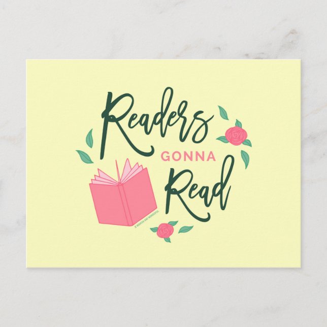 Floral Bookish Readers Gonna Read Postcard (Front)