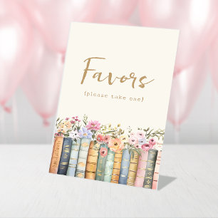 Floral Books Favors Sign