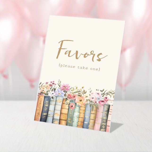 Floral Books Favors Sign (Floral Books Favors Sign by Painted Paperie
)