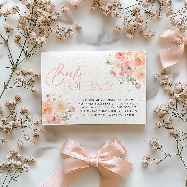 Floral Books for Baby Shower Card (Floral Books For Baby Enclosure Card | Baby in Bloom Bridal Shower)