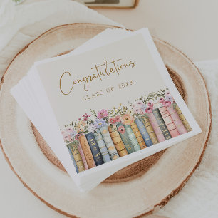 Floral Books Graduation Napkins