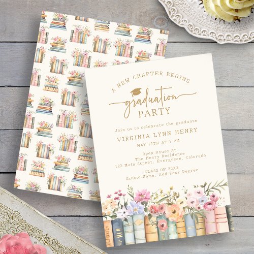 Floral Books Graduation Party