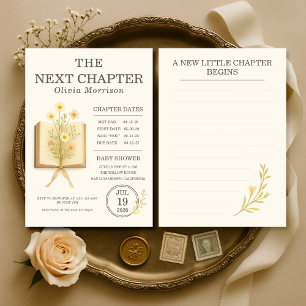 Floral Books Next Chapter Begins Baby Shower Invitation