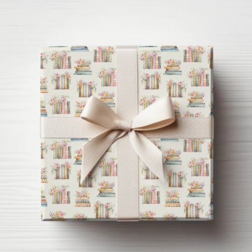 Floral Books Wrapping Paper