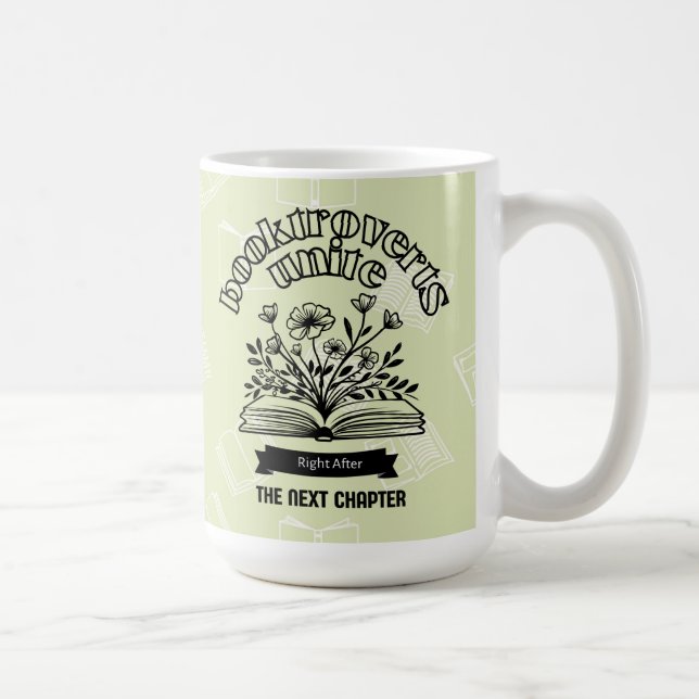 Floral "Booktroverts Unite" Coffee Mug (Right)