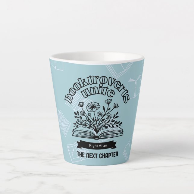 Floral "Booktroverts Unite" Latte Mug (Front)