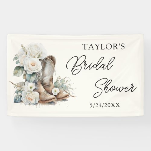 Floral Boots and Bubbly Western Bridal Shower  Banner