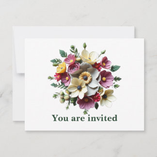 Floral Boquette 3 D Flowers Invitation
