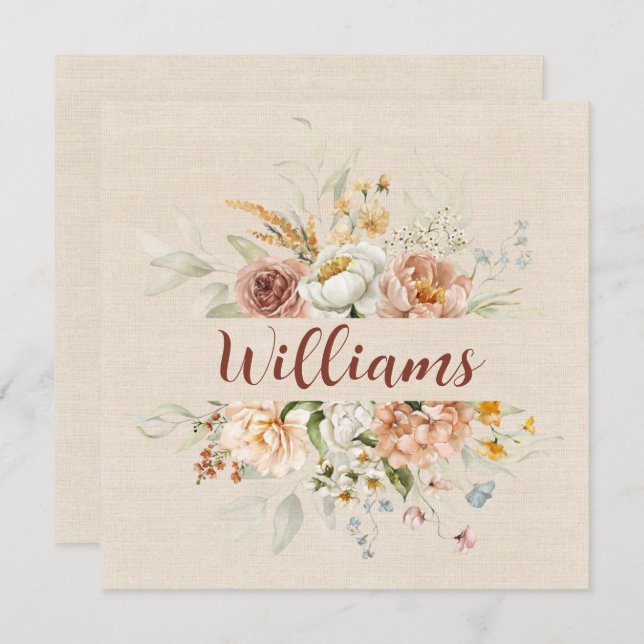 Floral Border Anniversary Party Invitation (Front/Back)