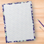 Floral Border - Blue Wide Ruled Paper 8.5"x11" Notepad<br><div class="desc">Timeless art and creations with a mix of classic vintage and modern designs.</div>