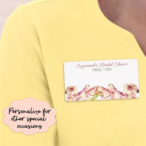 Floral Border Bottom Shower Paper Label Name Tag