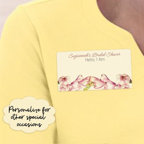 Floral Border Bottom Shower Paper Label Name Tag