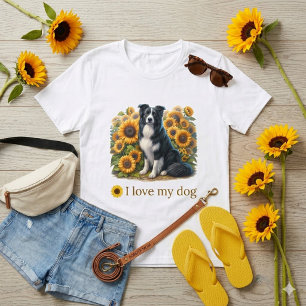 Floral Border Collie Dog Mom  T-Shirt
