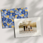 Floral Border Family Photo Blue Yellow Custom Holiday Card<br><div class="desc">Send warm holiday greetings with this beautiful "Happy Holidays" floral border family photo design. The vibrant blue and yellow floral pattern adds a touch of elegance to the modern layout, framing your favorite family photo perfectly. Whether you're celebrating Christmas or Hanukkah, this design offers a bright, cheerful aesthetic perfect for...</div>