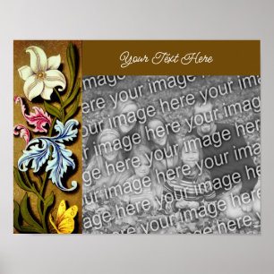 Floral Border Frame Personalized Add Your Photo Poster