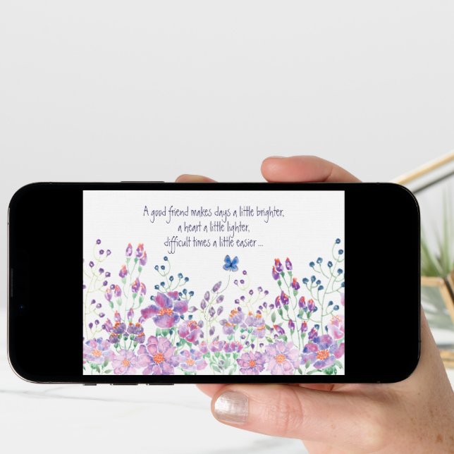 Floral Border Friend's Birthday Card (Front Digital)