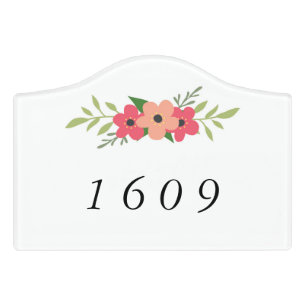 Floral Border House Number Sign
