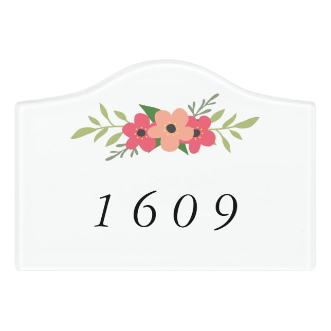 Floral Border House Number Sign (Small Crest Front)