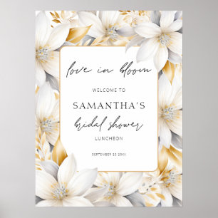 Floral Border Love In Bloom Welcome Bridal Shower  Poster