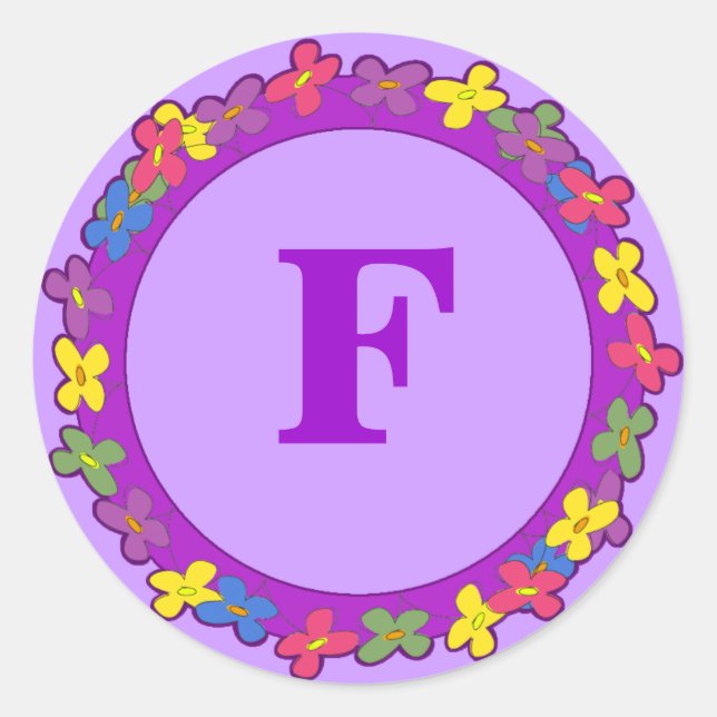 Floral Border Monogram Stickers (Front)
