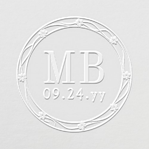 Floral Border Monogram Wedding Personalized Embosser