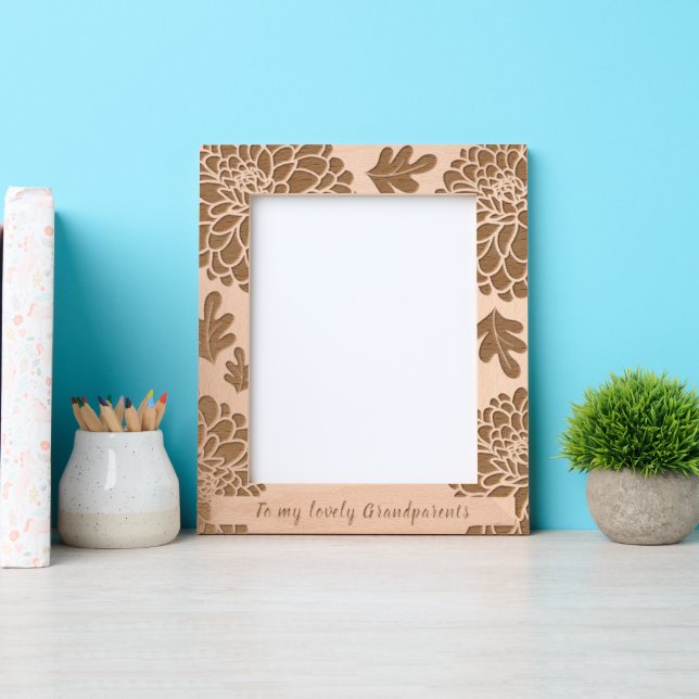 Floral Border Personalized Text Laser Engraved Frames (Front)