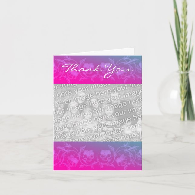  Floral Border Personalized Thank You Photo Card (Front)