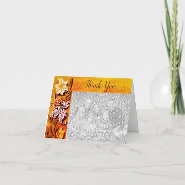 Floral Border Personalized Thank You Photo Card (Front)